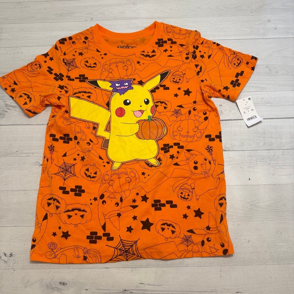 Pokemon Pikachu Pumpkin Halloween Short Sleeve Graphic T-Shirt youth‎ large